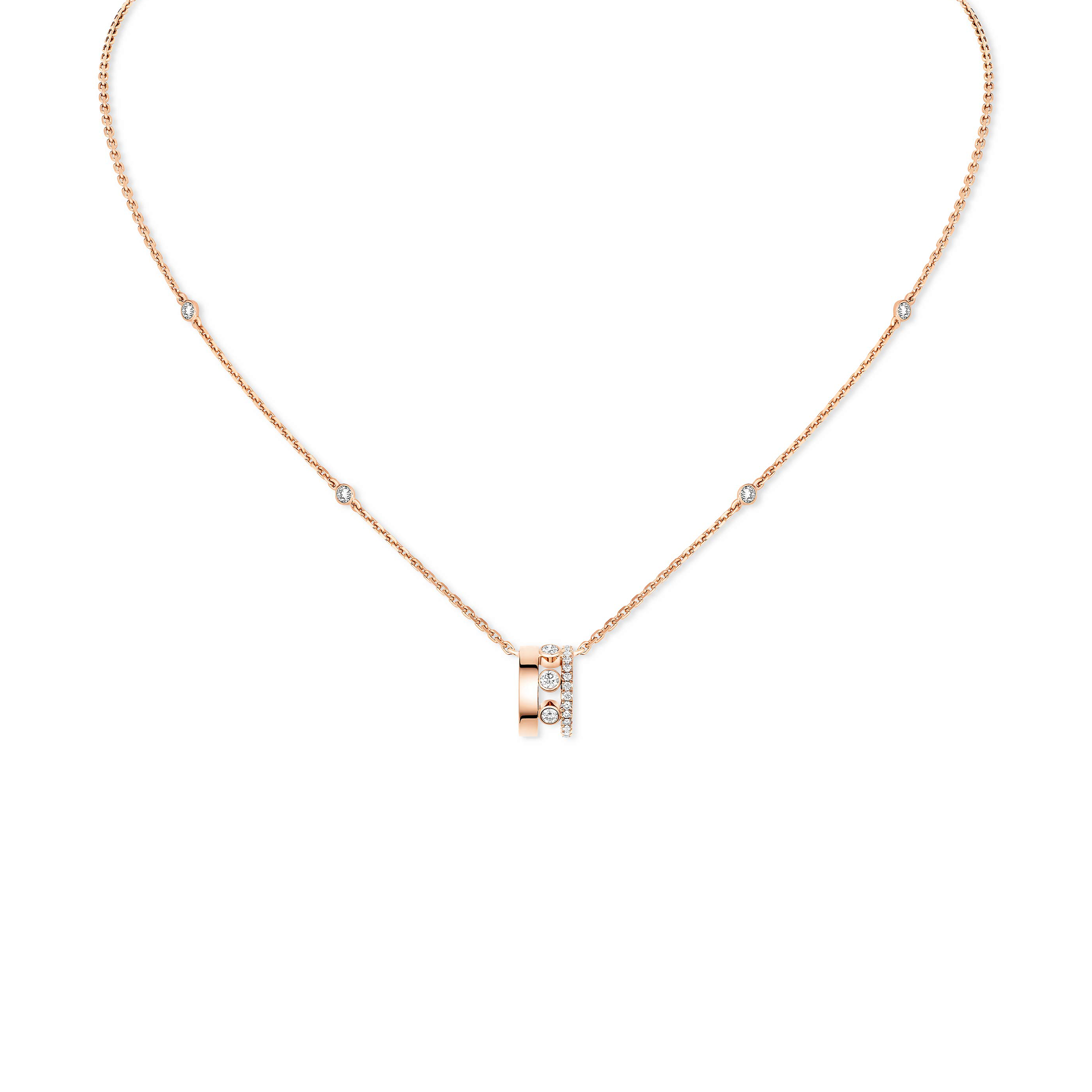 MESSIKA MOVE ROMANE PENDANT NECKLACE PINK GOLD DIAMOND NECKLACE 07158-PG